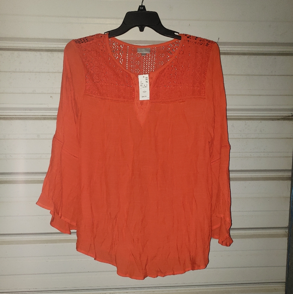 NEW Plus Size 18/20 Avenue Orange summer tunic shirt blouse top